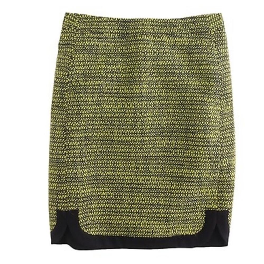 J. Crew Piped Tweed Mini Skirt – Green & Black – Size 6